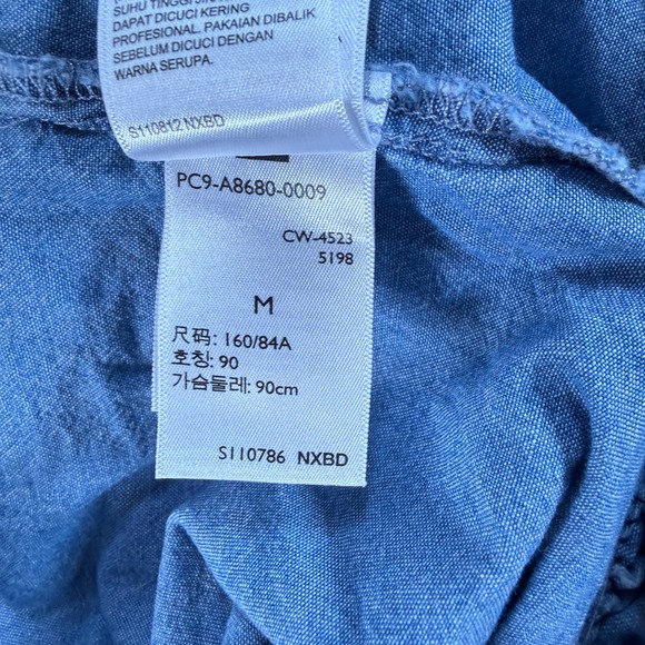 Levi's Denim Ruffle Tie Strap Button Front Crop Top Medium Boho Western Y2K Sexy - Picture 8 of 11